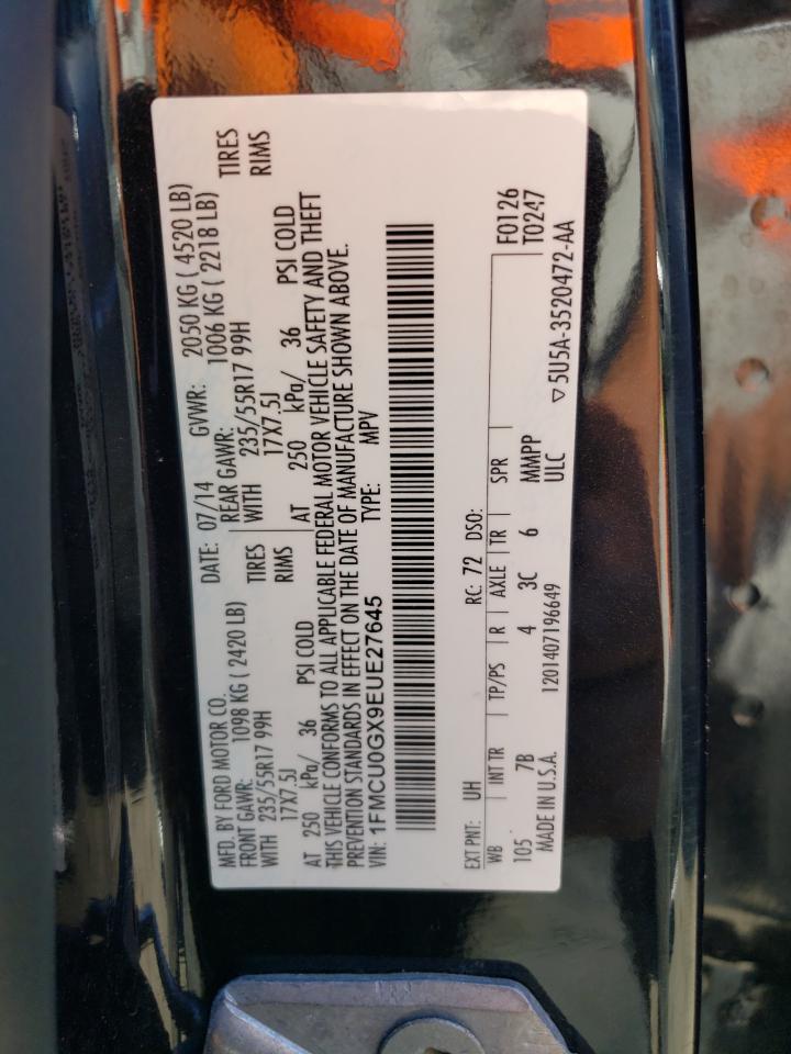 2014 Ford Escape Se VIN: 1FMCU0GX9EUE27645 Lot: 81139285