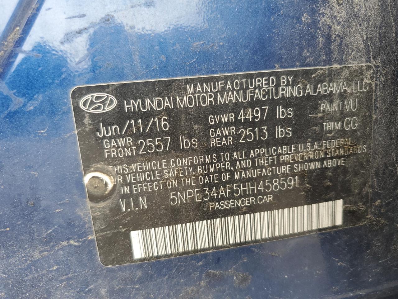 2017 Hyundai Sonata Sport VIN: 5NPE34AF5HH458591 Lot: 81015395