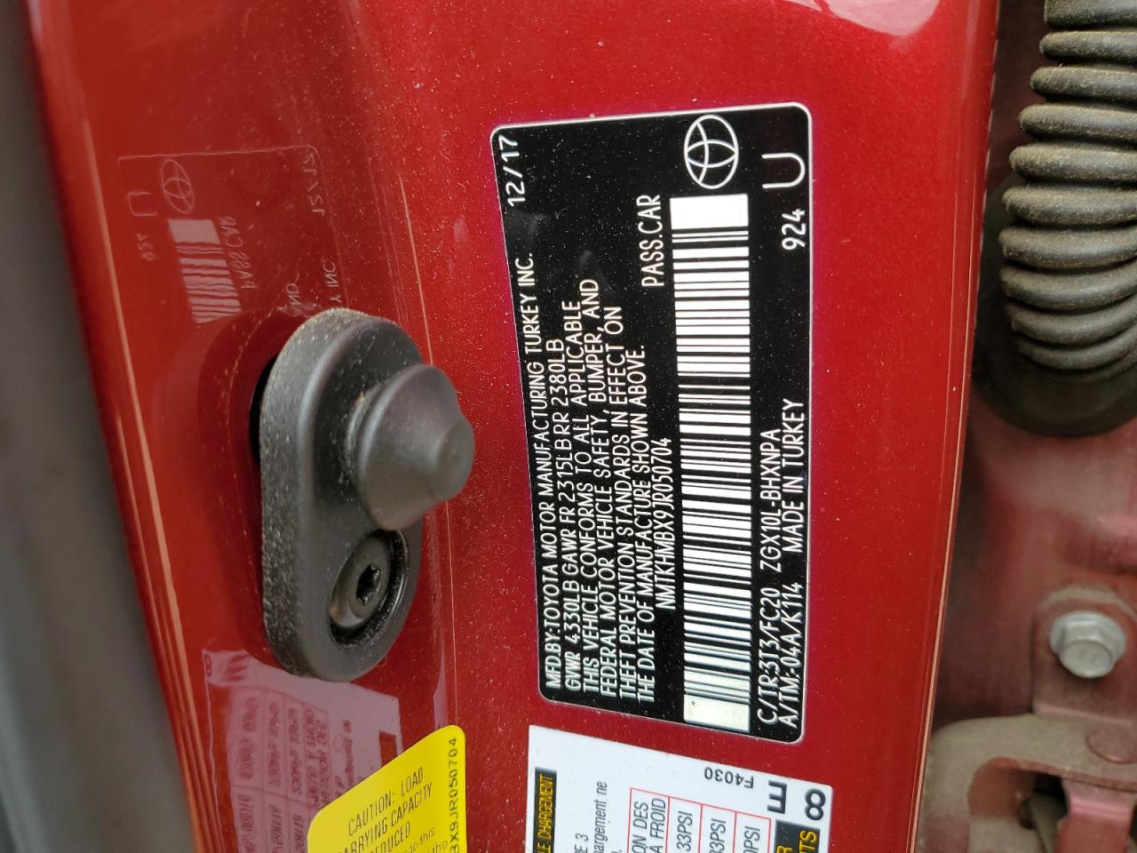 2018 Toyota C-Hr Xle VIN: NMTKHMBX9JR050704 Lot: 81127205