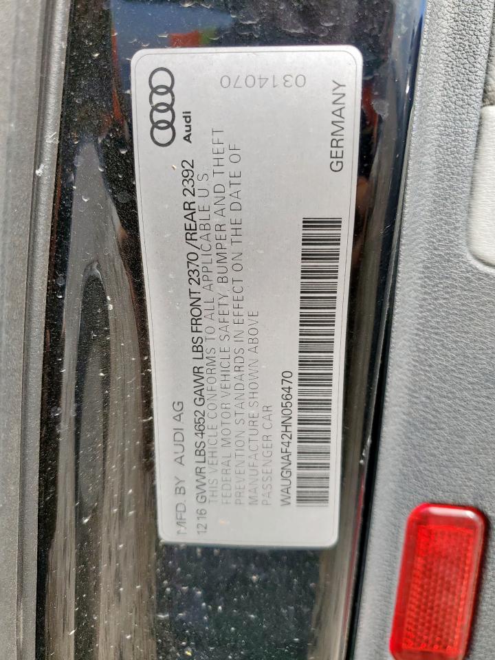 2017 Audi A4 Premium VIN: WAUGNAF42HN056470 Lot: 81323065