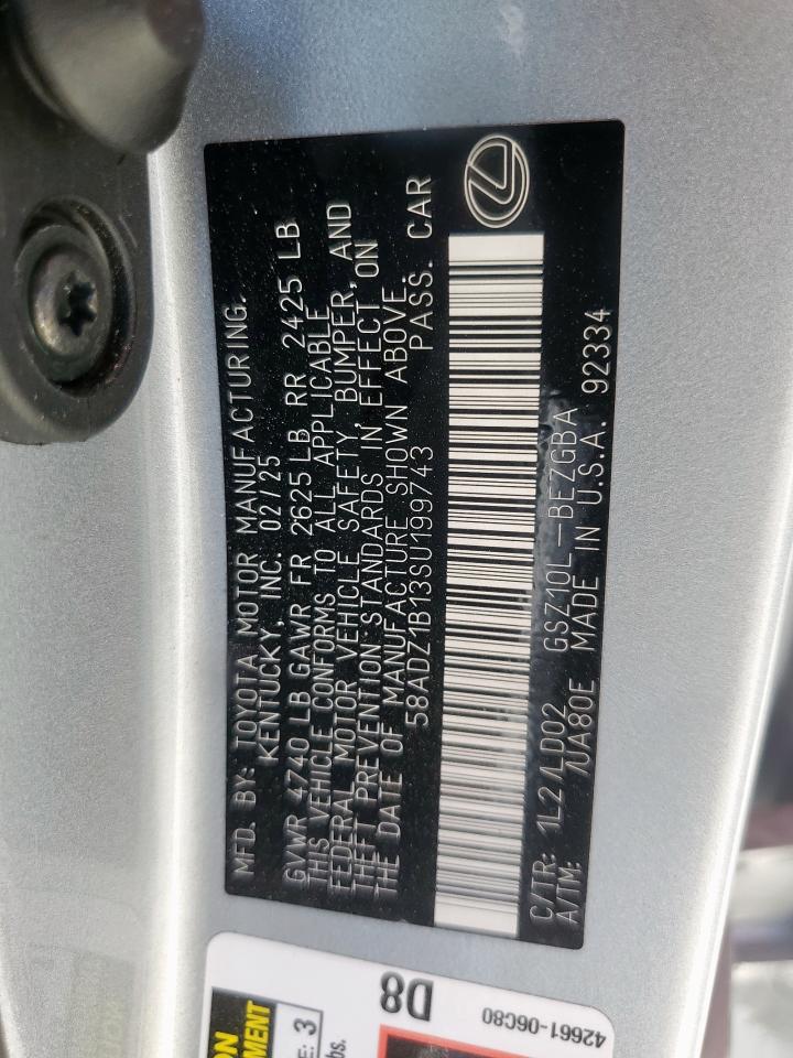 2025 Lexus Es 350 Base VIN: 58ADZ1B13SU199743 Lot: 83836645