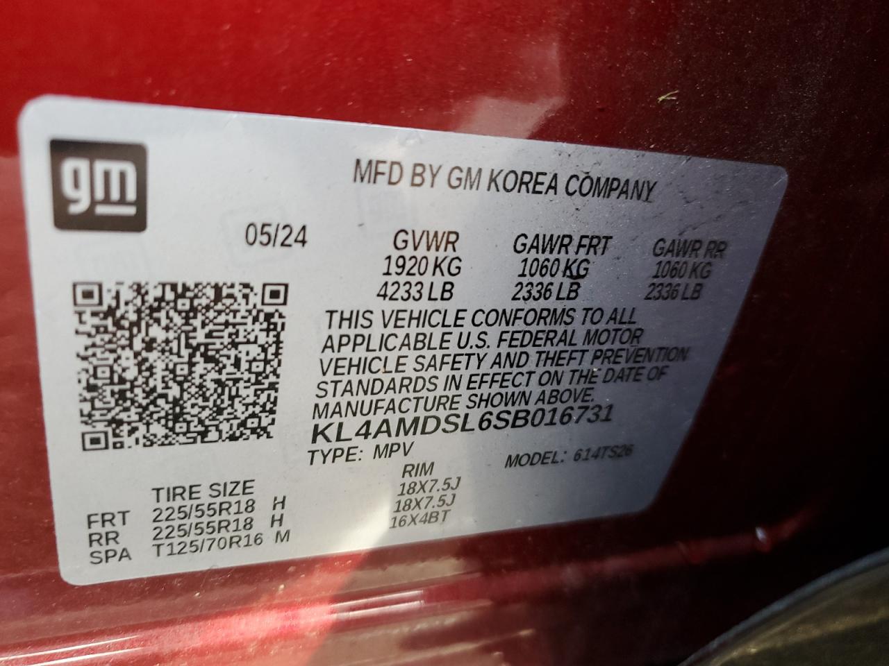 2025 Buick Encore Gx Sport Touring VIN: KL4AMDSL6SB016731 Lot: 80191875