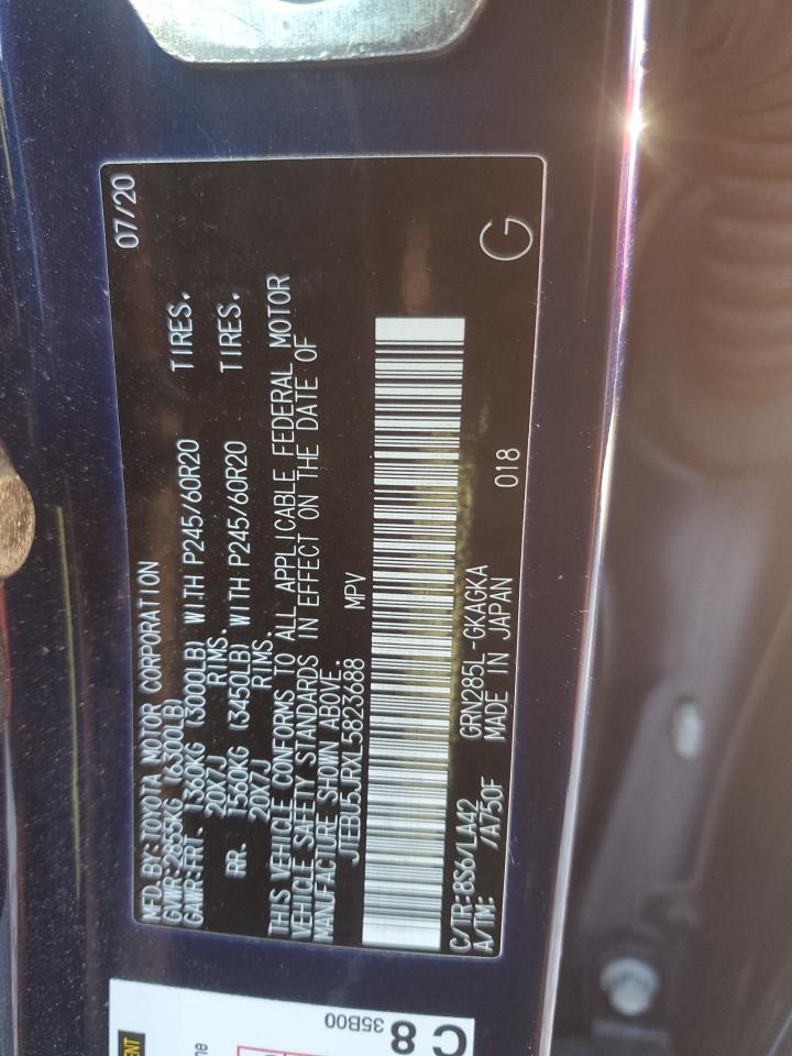 2020 Toyota 4Runner Sr5/Sr5 Premium VIN: JTEBU5JRXL5823688 Lot: 84185955