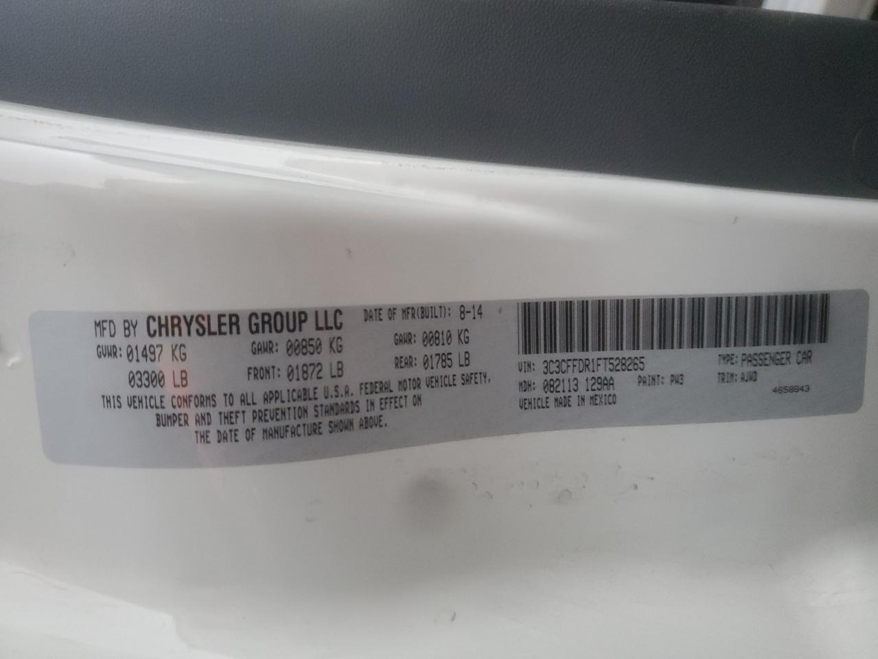 2015 Fiat 500 Pop VIN: 3C3CFFDR1FT528265 Lot: 81716725