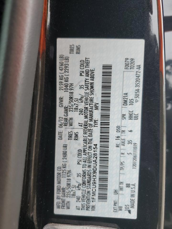 2013 Ford Escape Sel VIN: 1FMCU9HX9DUA28154 Lot: 84004235