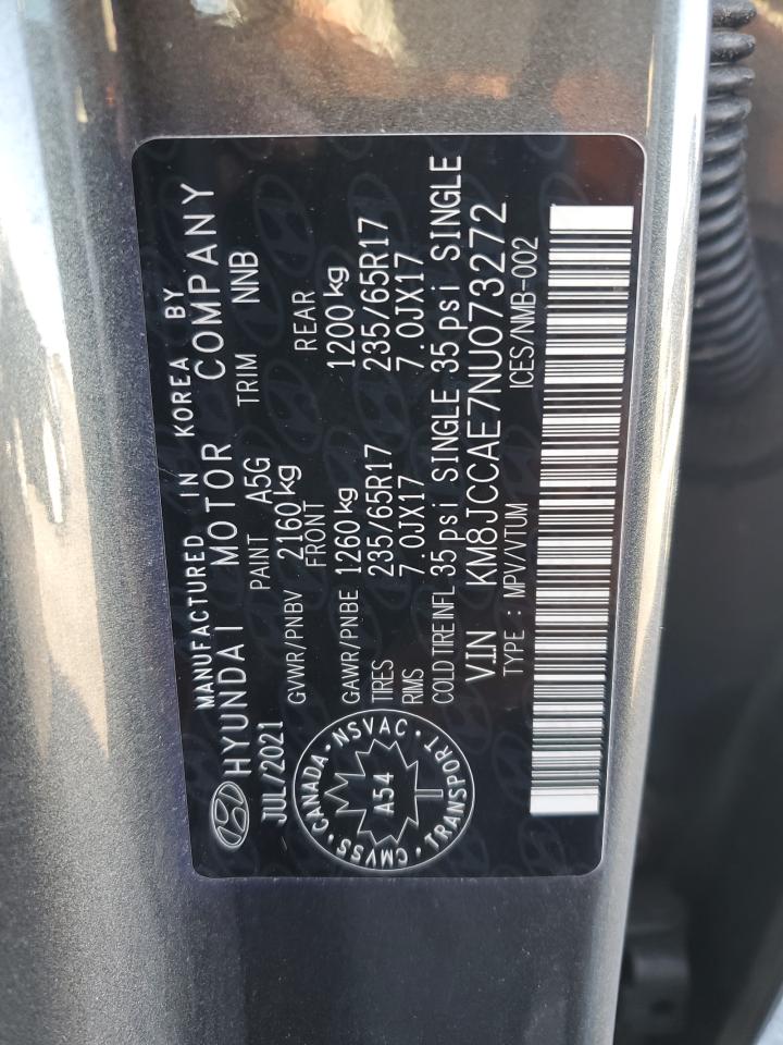 2022 Hyundai Tucson Sel VIN: KM8JCCAE7NU073272 Lot: 80892905