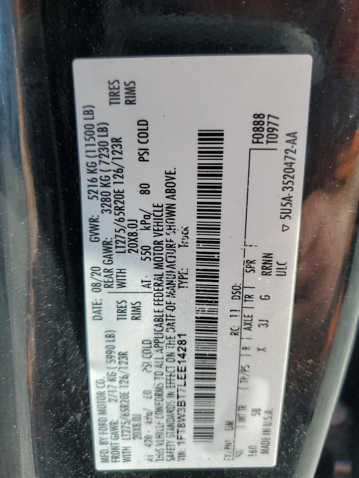 2020 Ford F350 Super Duty VIN: 1FT8W3BT7LEE14281 Lot: 80069105