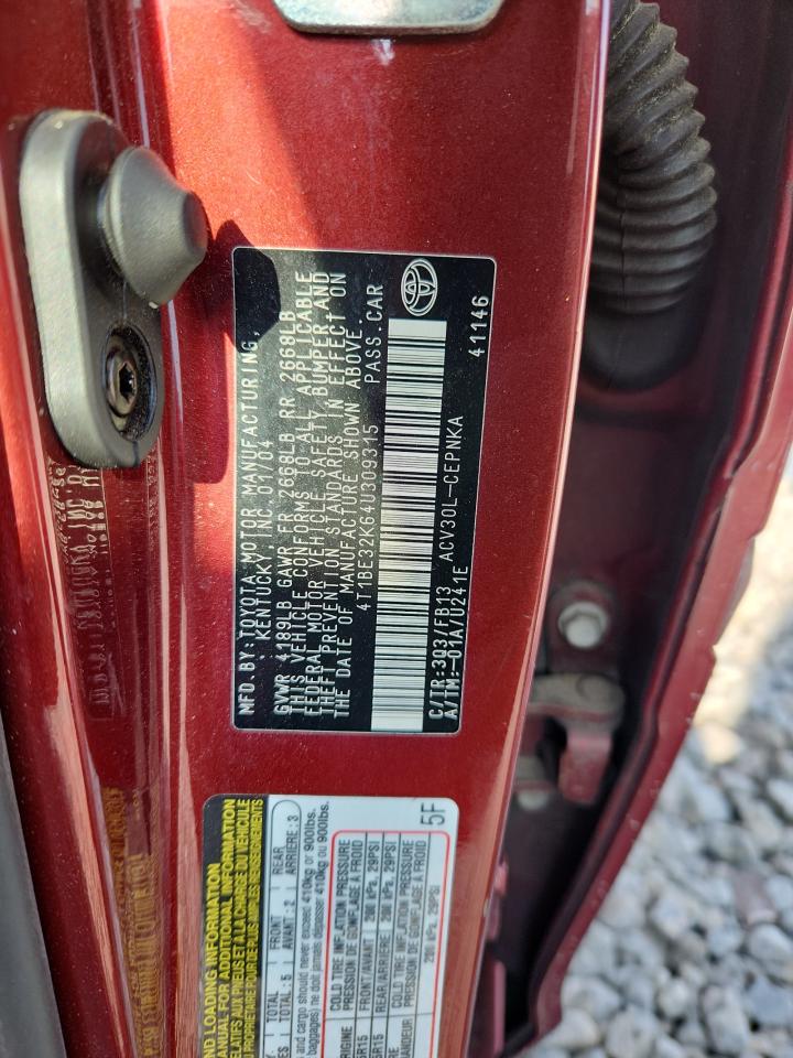 2004 Toyota Camry Le VIN: 4T1BE32K64U309315 Lot: 71824035