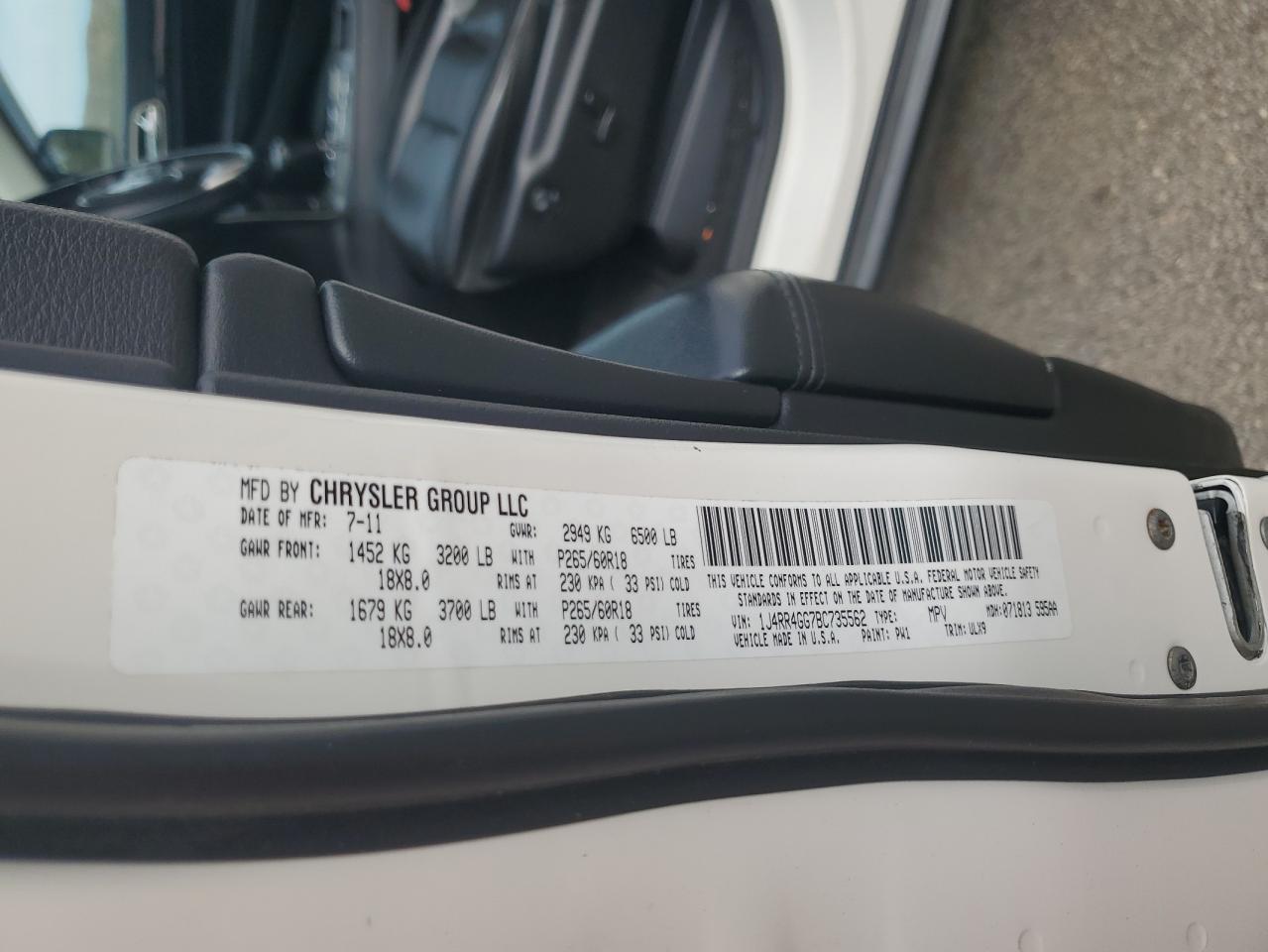 2011 Jeep Grand Cherokee Laredo VIN: 1J4RR4GG7BC735562 Lot: 84547925