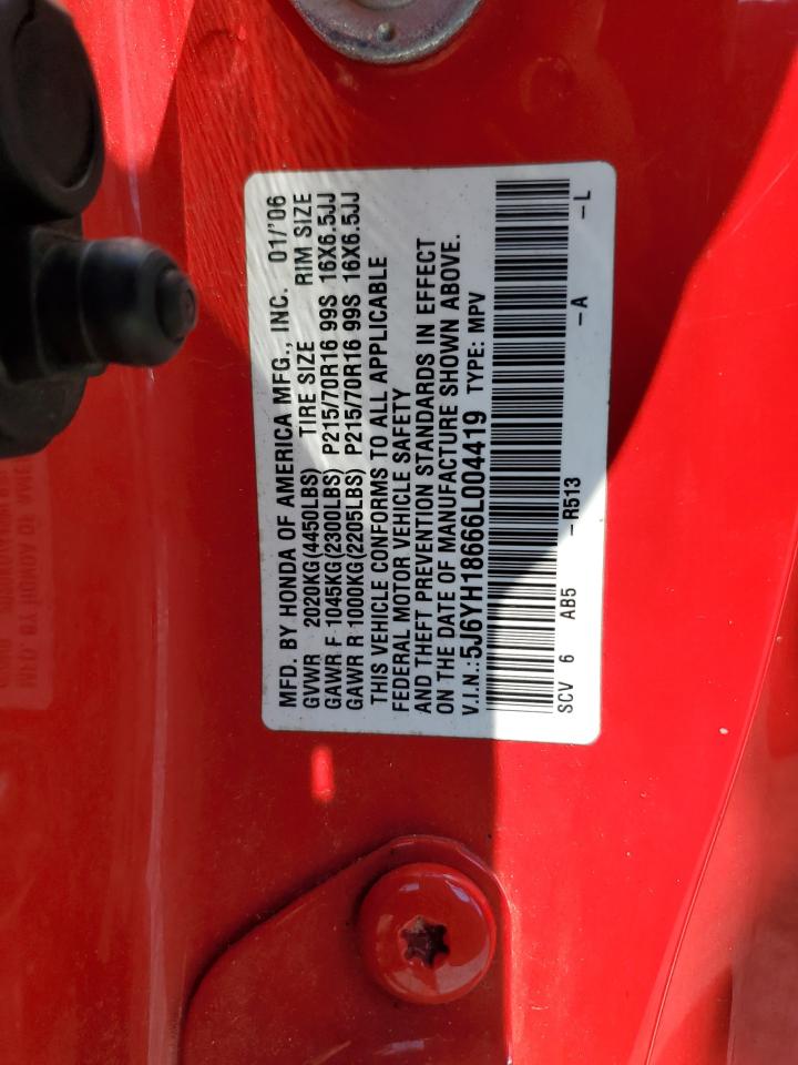 2006 Honda Element Ex VIN: 5J6YH18666L004419 Lot: 71225015