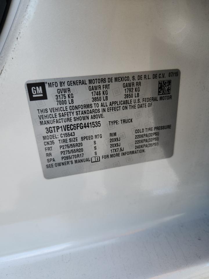 2015 GMC Sierra C1500 Slt VIN: 3GTP1VEC6FG441535 Lot: 81730545