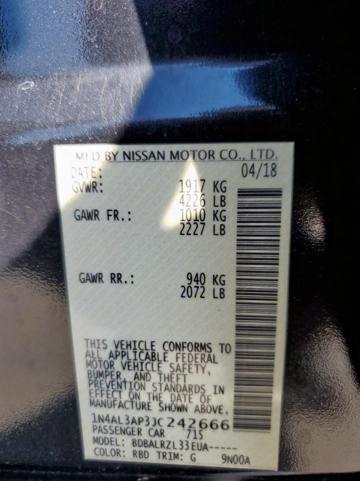 2018 Nissan Altima 2.5 VIN: 1N4AL3AP3JC242666 Lot: 84374585