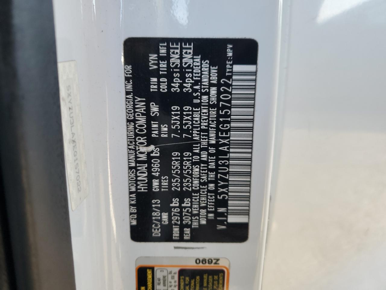 2014 Hyundai Santa Fe Sport VIN: 5XYZU3LAXEG157022 Lot: 84465245