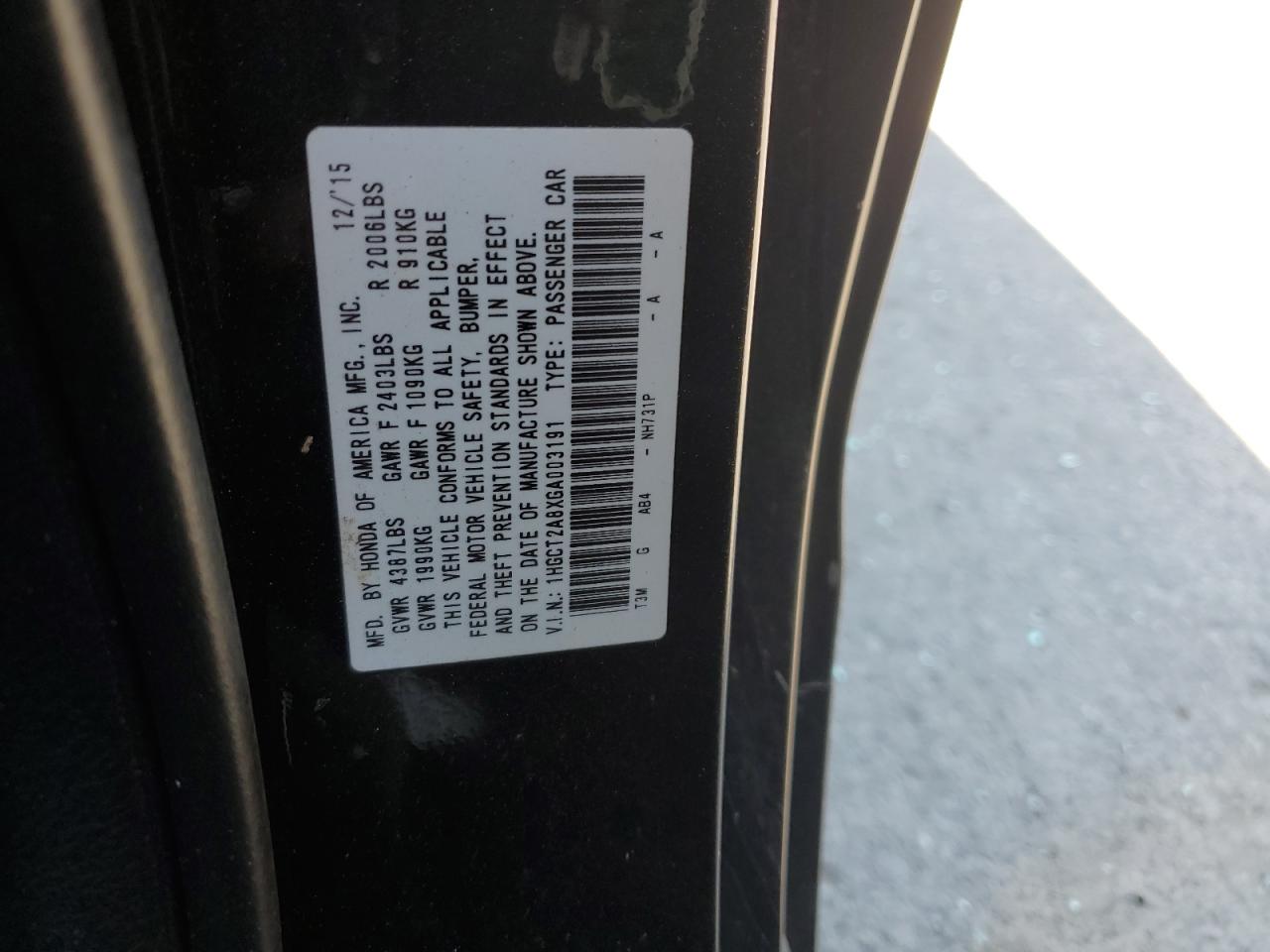 2016 Honda Accord Exl VIN: 1HGCT2A8XGA003191 Lot: 80610095