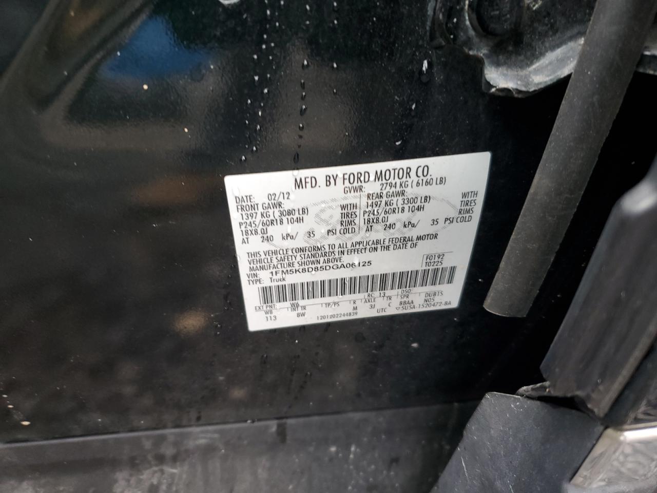 2013 Ford Explorer Xlt VIN: 1FM5K8D85DGA06125 Lot: 71633555