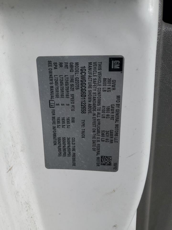 2013 Chevrolet Express G2500 VIN: 1GCWGGCG6D1122658 Lot: 81047535