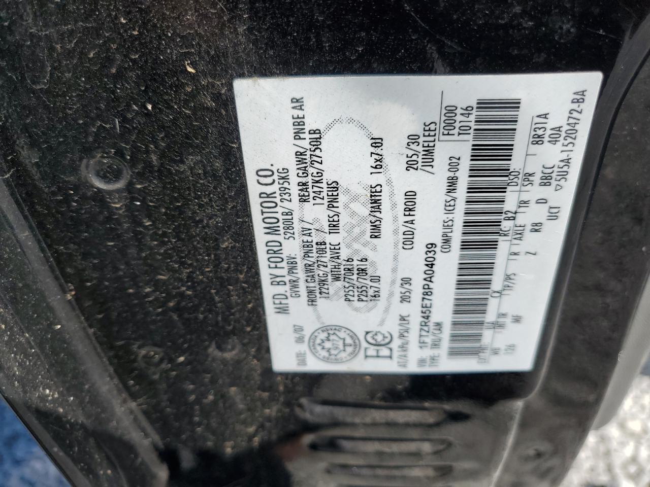 2008 Ford Ranger Super Cab VIN: 1FTZR45E78PA04039 Lot: 81914765