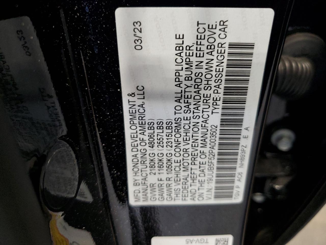 2023 Acura Tlx Tech A VIN: 19UUB5F52PA003502 Lot: 84040285