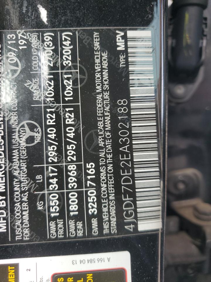 2014 Mercedes-Benz Gl 550 4Matic VIN: 4JGDF7DE2EA302188 Lot: 80286715