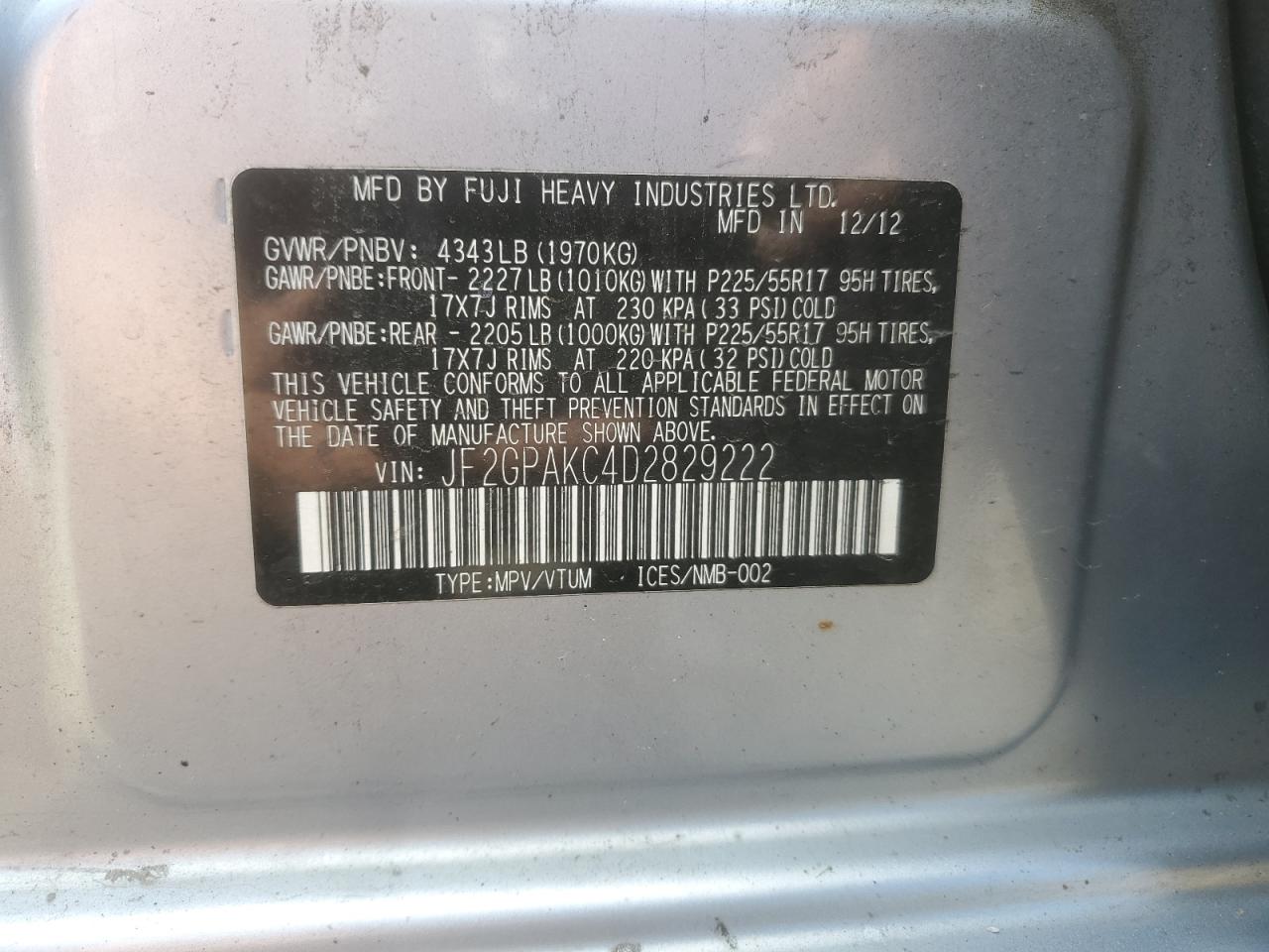 2013 Subaru Xv Crosstrek 2.0 Limited VIN: JF2GPAKC4D2829222 Lot: 81385875