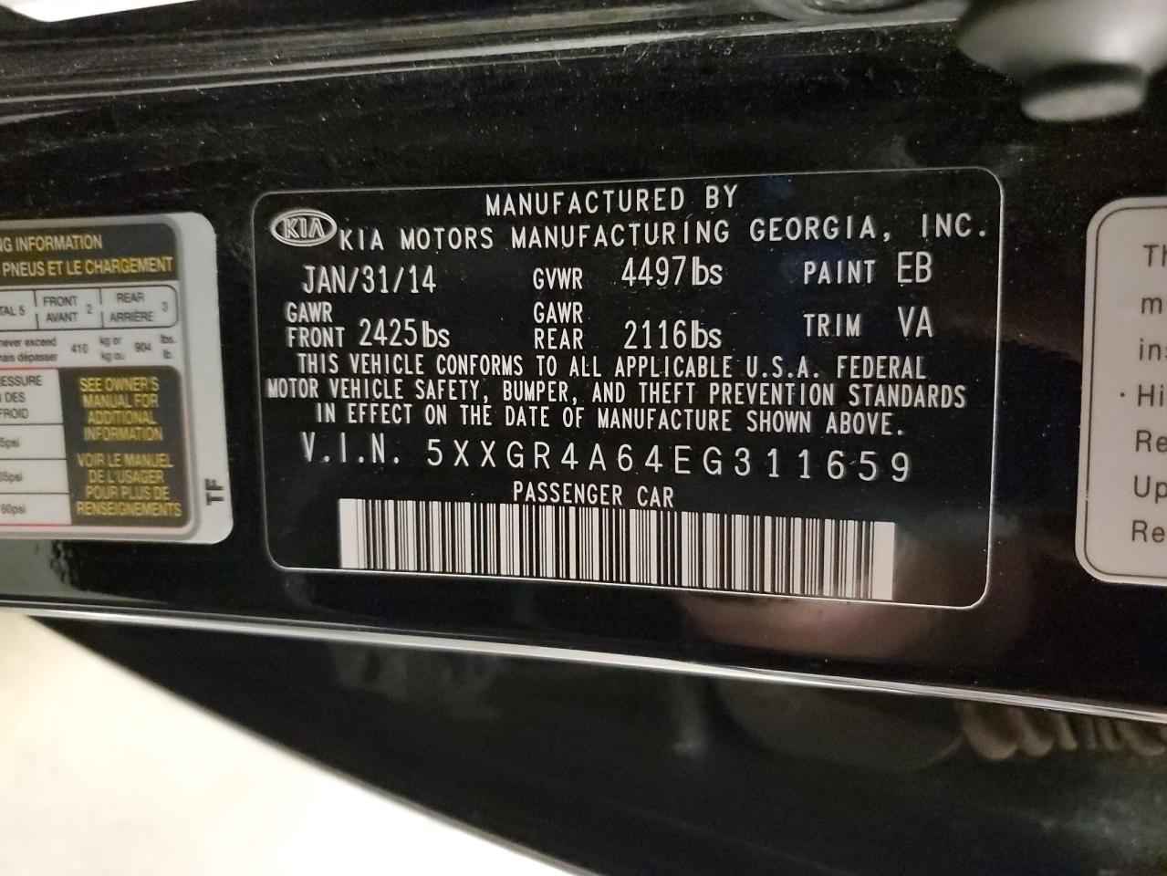 2014 Kia Optima Sx VIN: 5XXGR4A64EG311659 Lot: 80286735