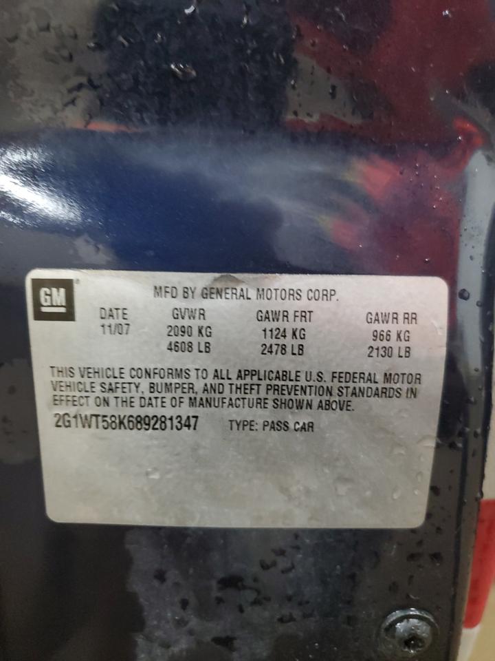 2008 Chevrolet Impala Lt VIN: 2G1WT58K689281347 Lot: 81602915