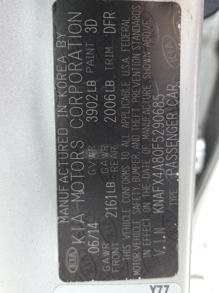 2015 Kia Forte Ex VIN: KNAFX4A80F5290685 Lot: 80400875