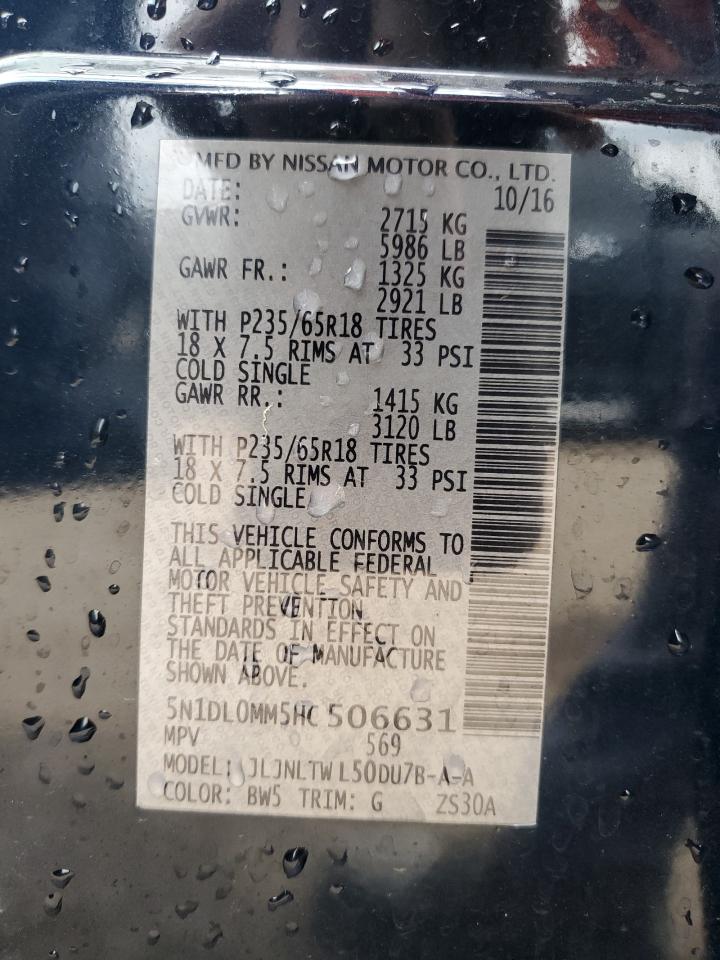 2017 Infiniti Qx60 VIN: 5N1DL0MM5HC506631 Lot: 70889255