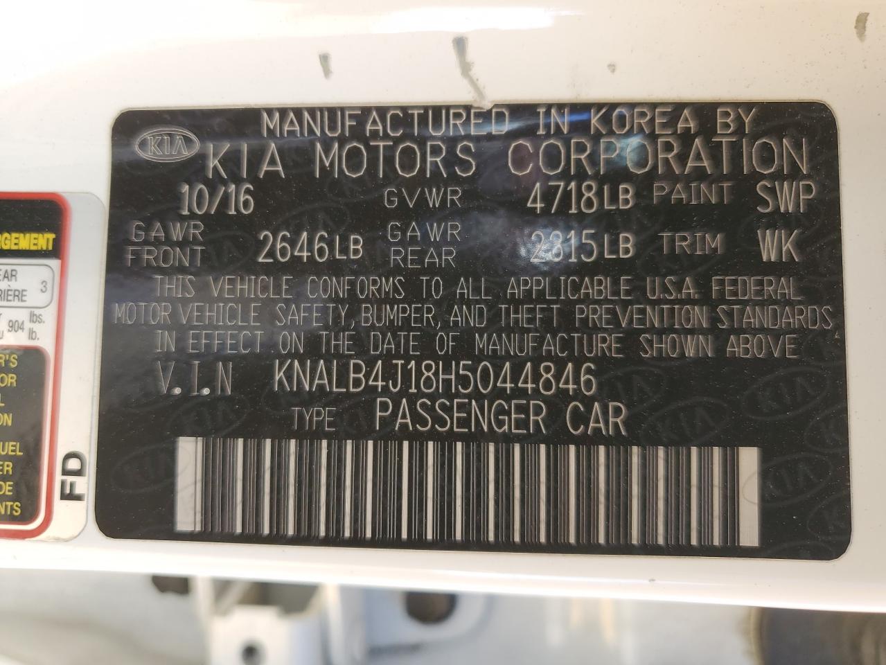 2017 Kia Cadenza Premium VIN: KNALB4J18H5044846 Lot: 83874995