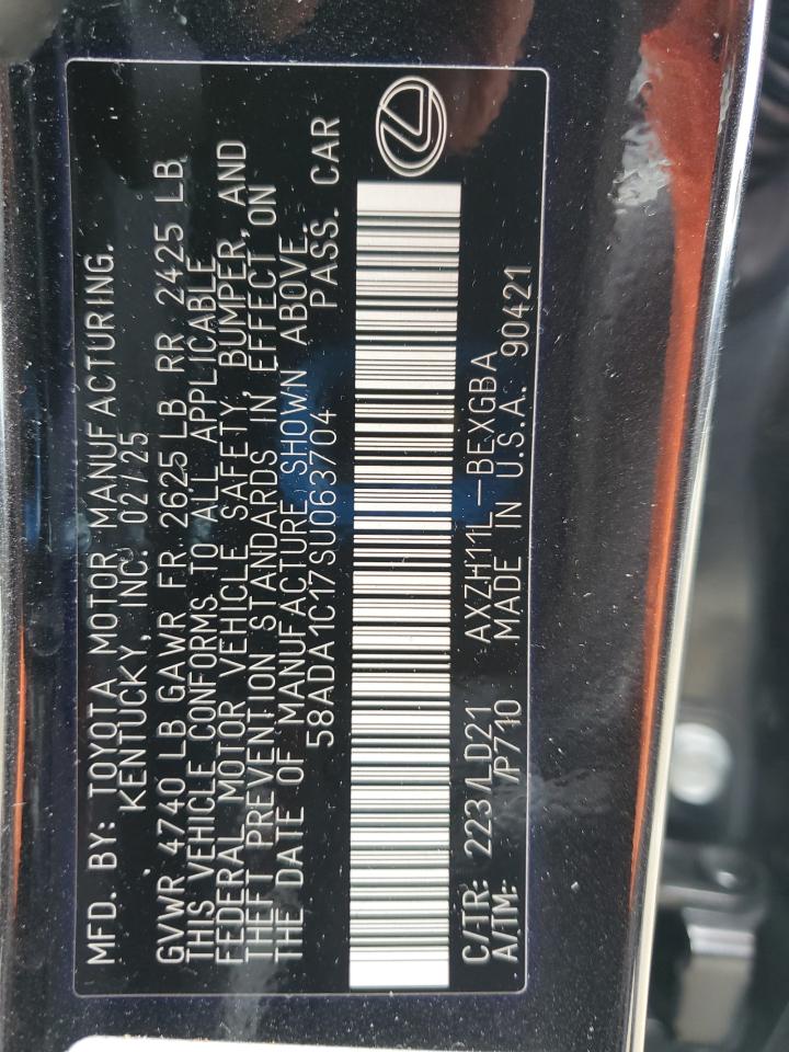 2025 Lexus Es 300H Base VIN: 58ADA1C17SU063704 Lot: 81194805