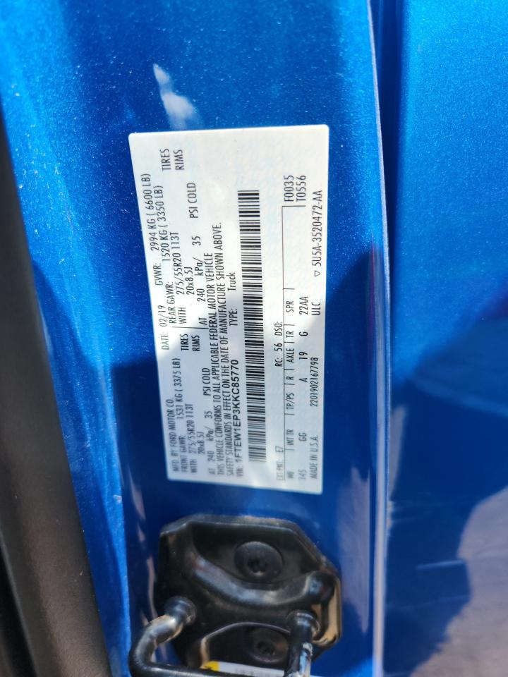 2019 Ford F150 Supercrew VIN: 1FTEW1EP3KKC85770 Lot: 71589775