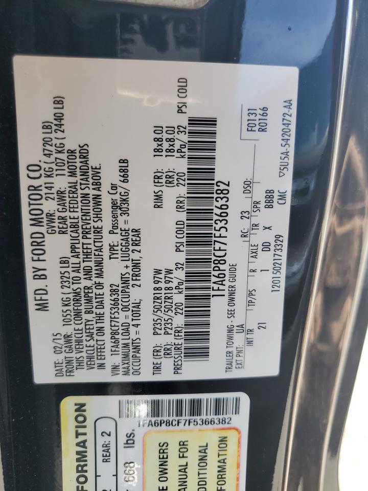 2015 Ford Mustang Gt VIN: 1FA6P8CF7F5366382 Lot: 80791525