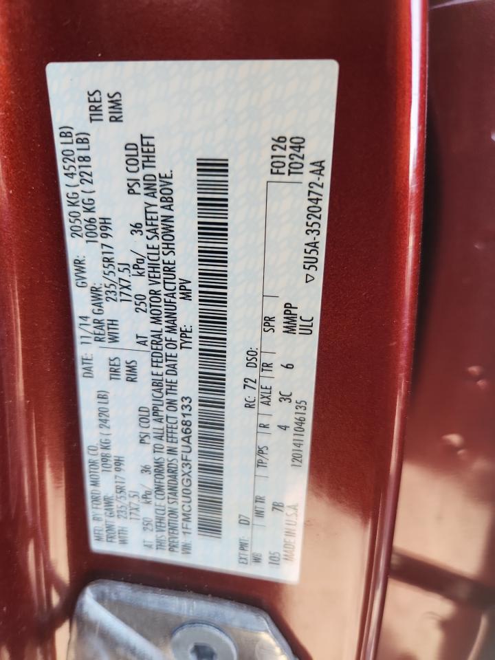 2015 Ford Escape Se VIN: 1FMCU0GX3FUA68133 Lot: 81719215