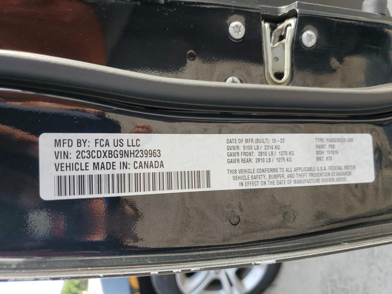 2022 Dodge Charger Sxt VIN: 2C3CDXBG9NH239963 Lot: 80898225