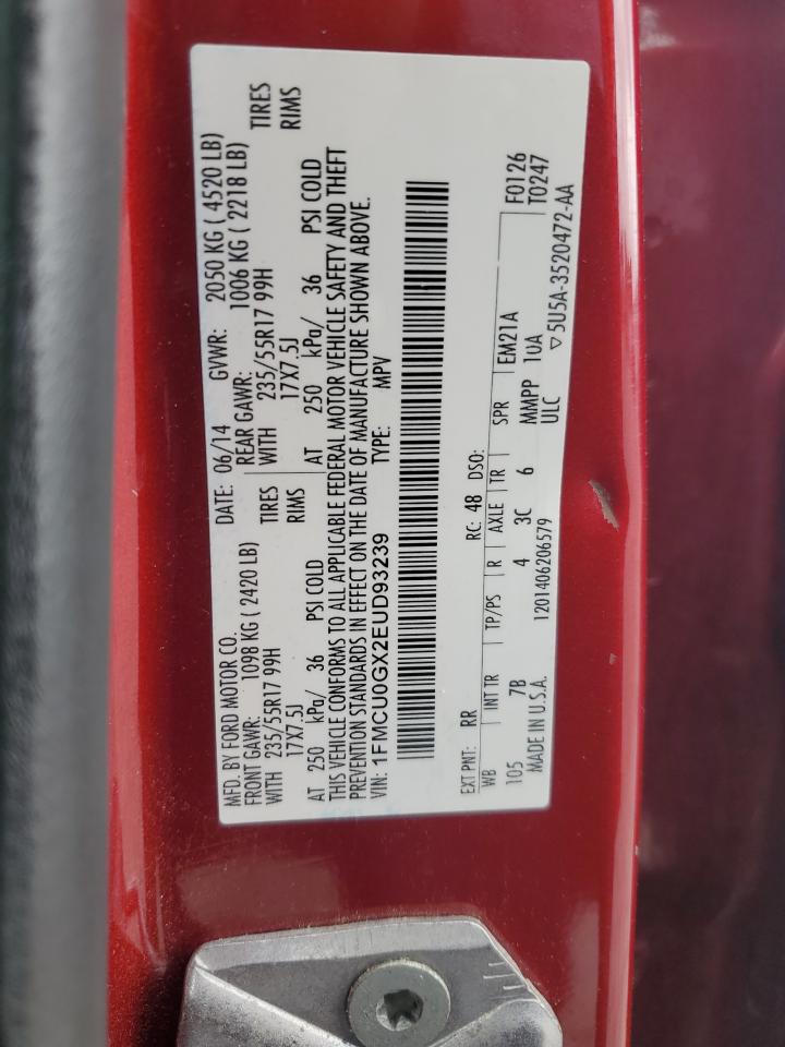 2014 Ford Escape Se VIN: 1FMCU0GX2EUD93239 Lot: 83942805