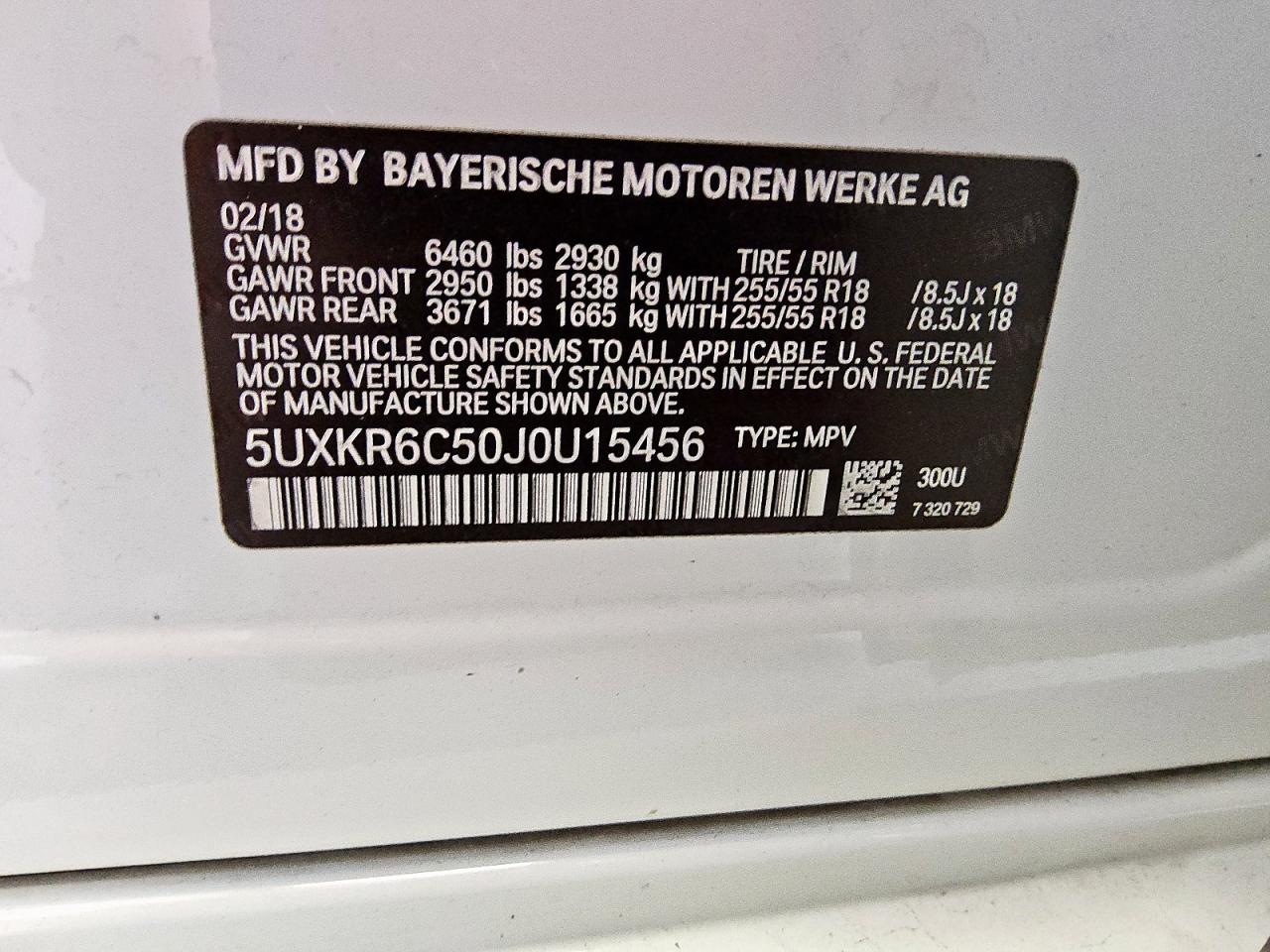 2018 BMW X5 xDrive50I VIN: 5UXKR6C50J0U15456 Lot: 72103535