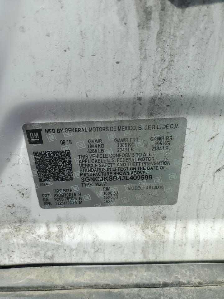 2018 Chevrolet Trax Ls VIN: 3GNCJKSB4JL409599 Lot: 71651735