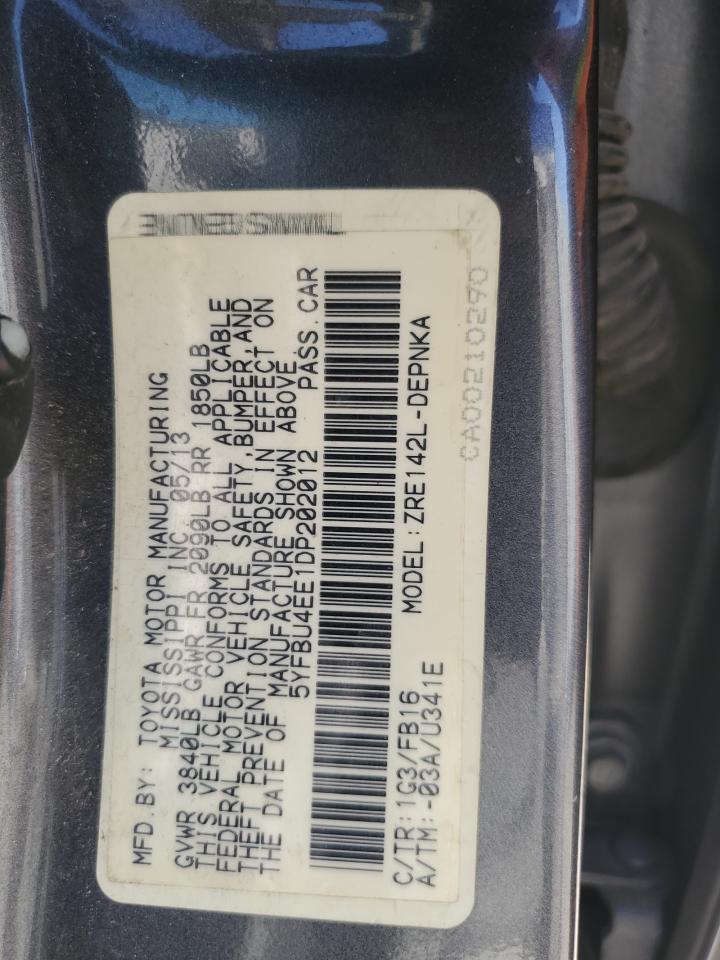 2013 Toyota Corolla Base VIN: 5YFBU4EE1DP202012 Lot: 81339585