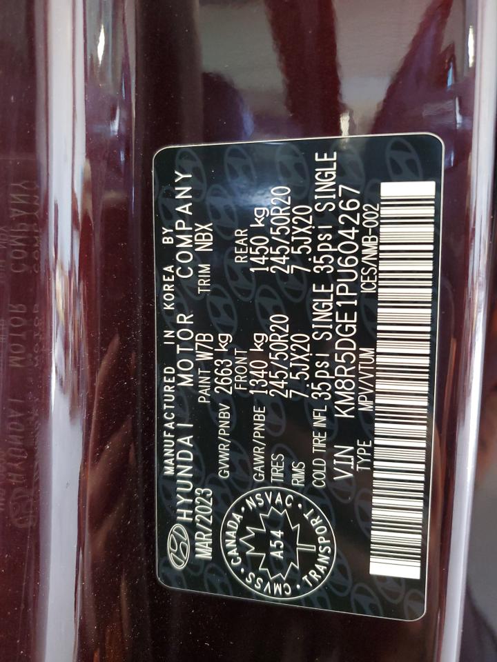 2023 Hyundai Palisade Limited VIN: KM8R5DGE1PU604267 Lot: 84239915