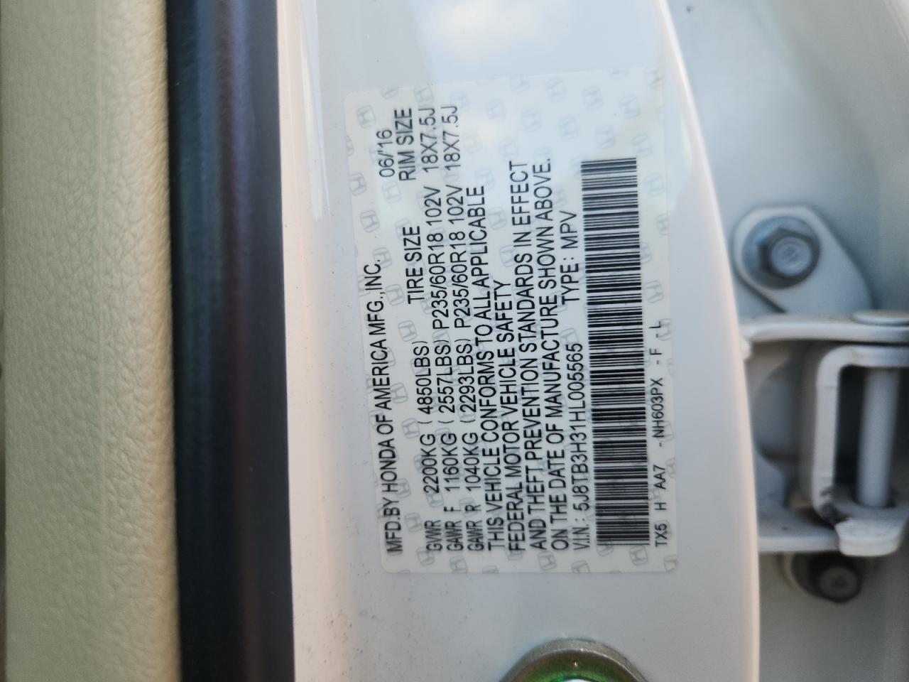 2017 Acura Rdx VIN: 5J8TB3H31HL005565 Lot: 81958585