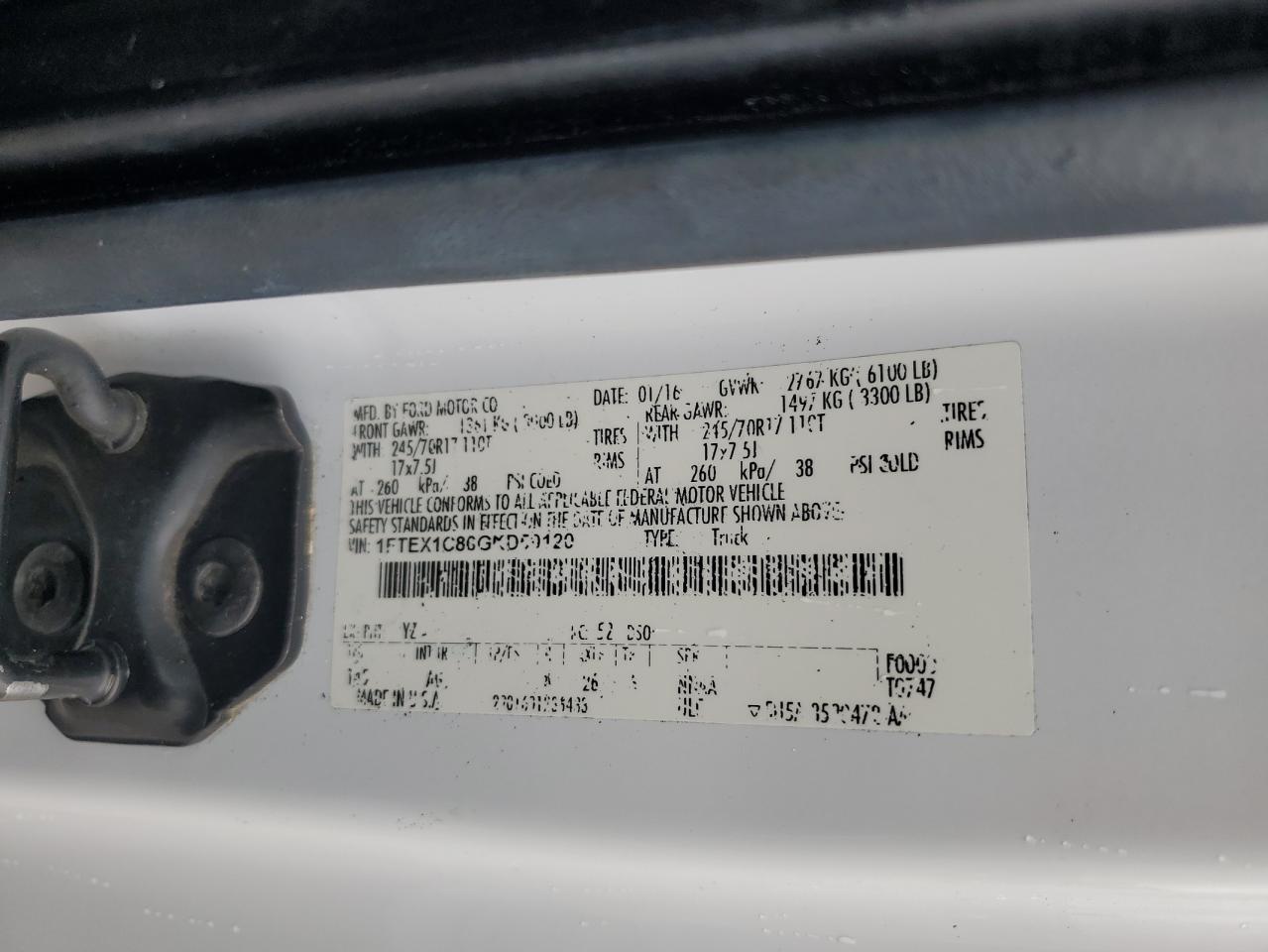 2016 Ford F150 Super Cab VIN: 1FTEX1C86GKD59120 Lot: 84379495