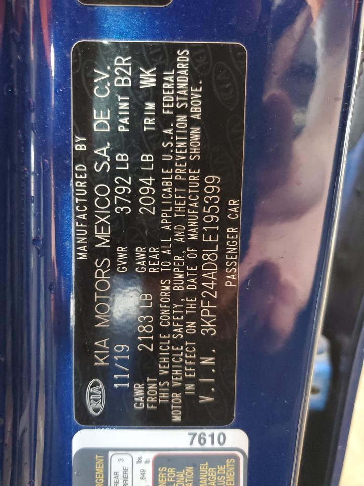 2020 Kia Forte Fe VIN: 3KPF24AD8LE195399 Lot: 84209045