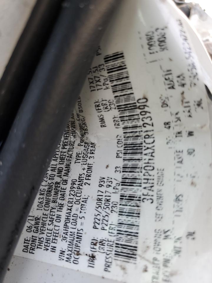 2012 Ford Fusion Se VIN: 3FAHP0HAXCR123990 Lot: 84181615