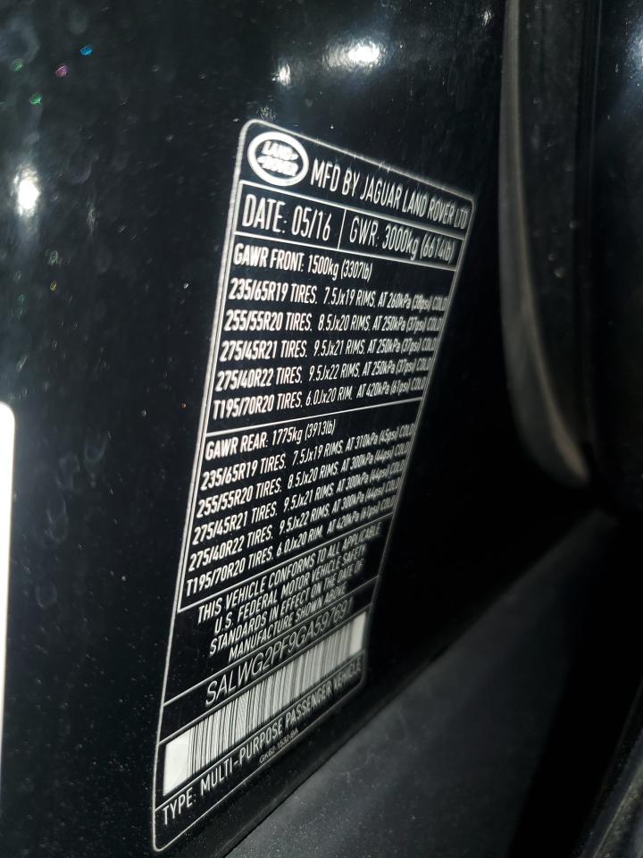 2016 Land Rover Range Rover Sport Se VIN: SALWG2PF9GA597691 Lot: 71370705