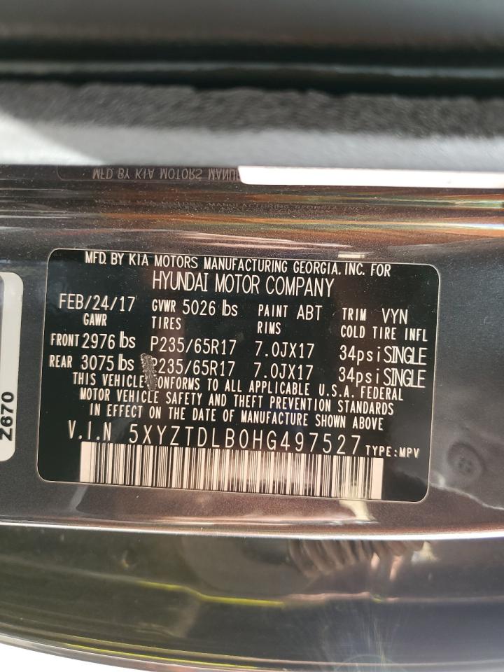 2017 Hyundai Santa Fe Sport VIN: 5XYZTDLB0HG497527 Lot: 81333975