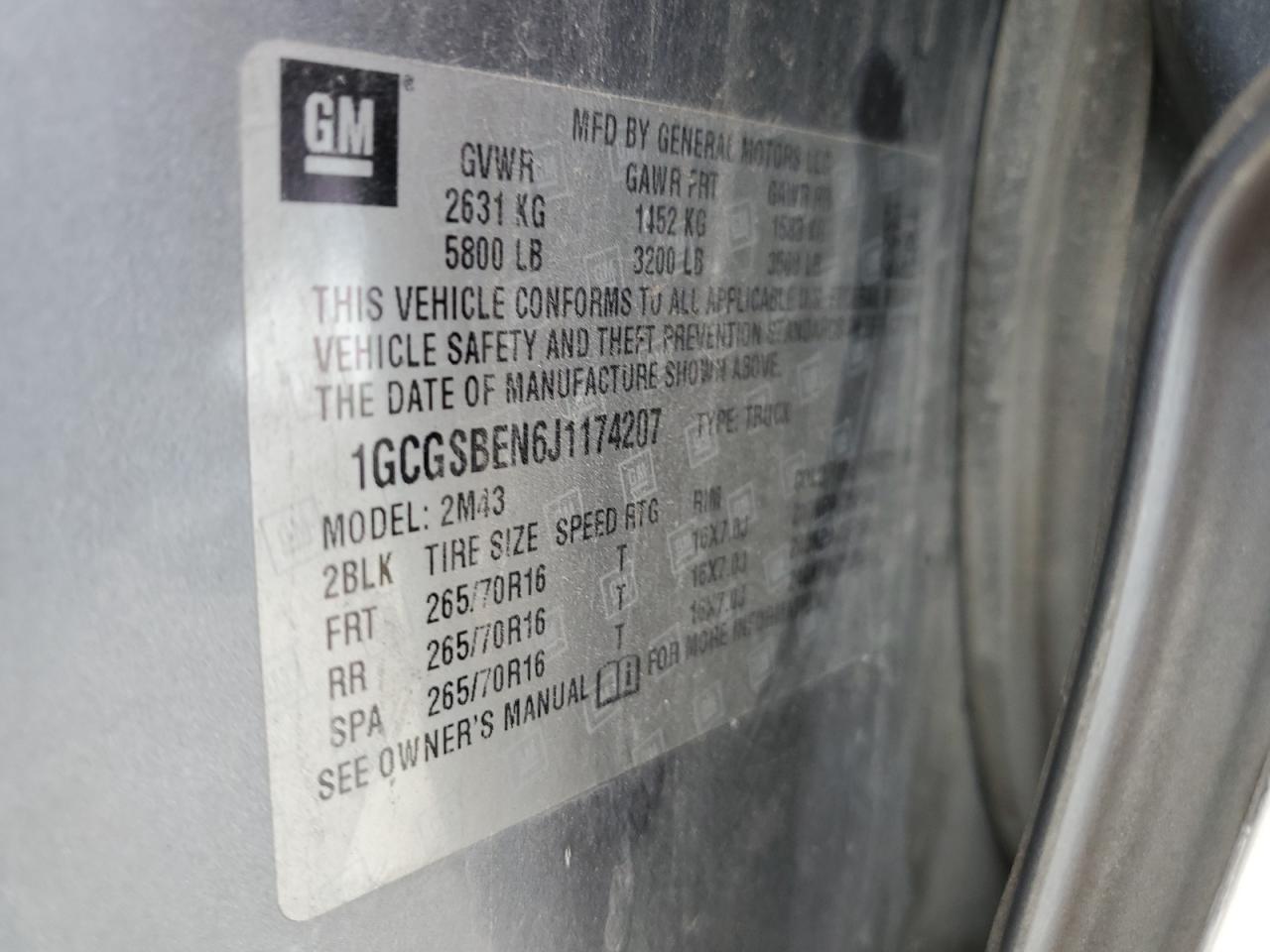 2018 Chevrolet Colorado VIN: 1GCGSBEN6J1174207 Lot: 81608775