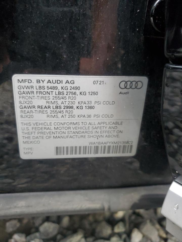 2021 Audi Q5 Premium Plus VIN: WA1BAAFYXM2135872 Lot: 81406045