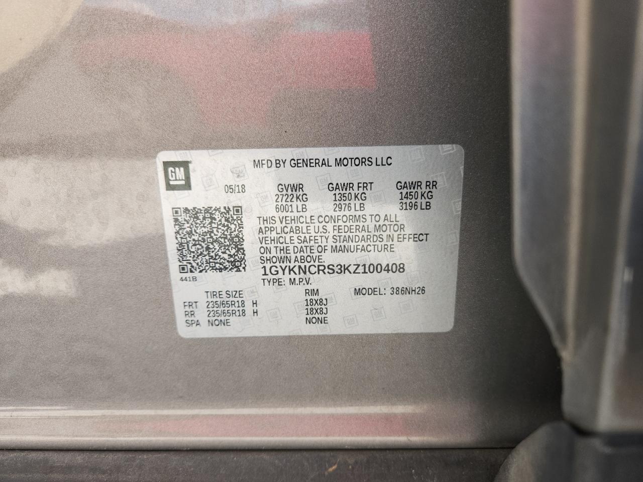 2019 Cadillac Xt5 Luxury VIN: 1GYKNCRS3KZ100408 Lot: 80565675