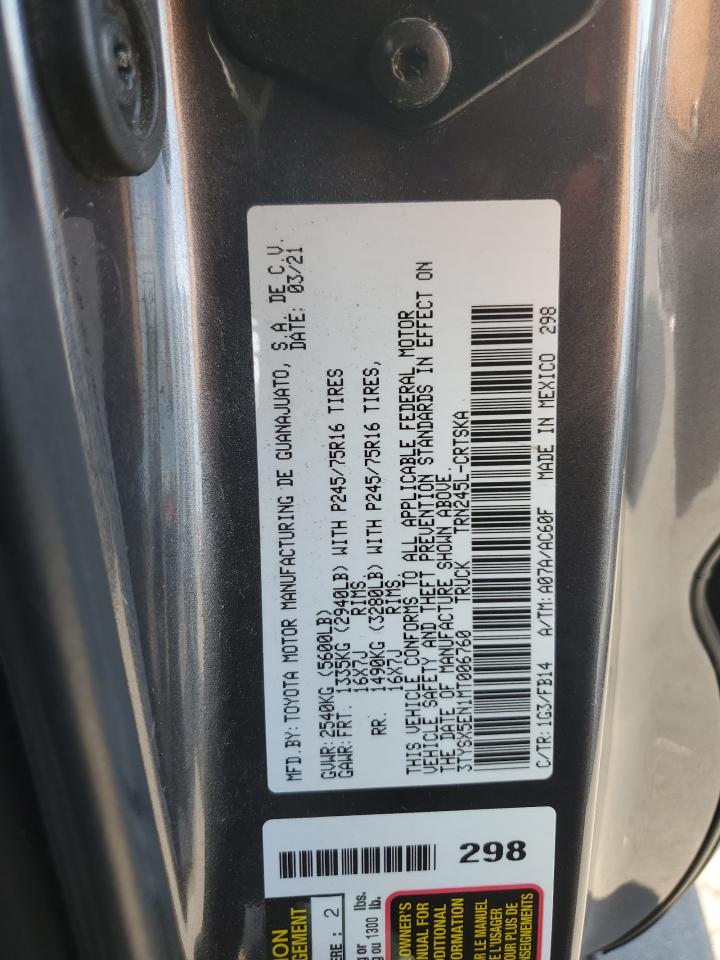 2021 Toyota Tacoma Access Cab VIN: 3TYSX5EN1MT006760 Lot: 81544005