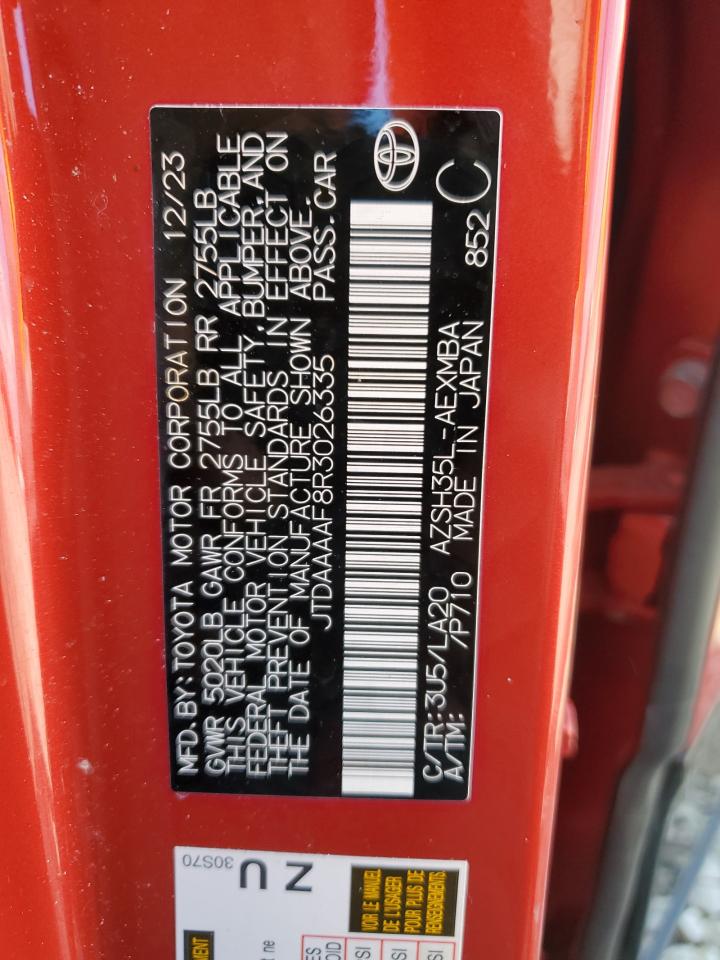 2024 Toyota Crown Xle VIN: JTDAAAAF8R3026335 Lot: 70020495